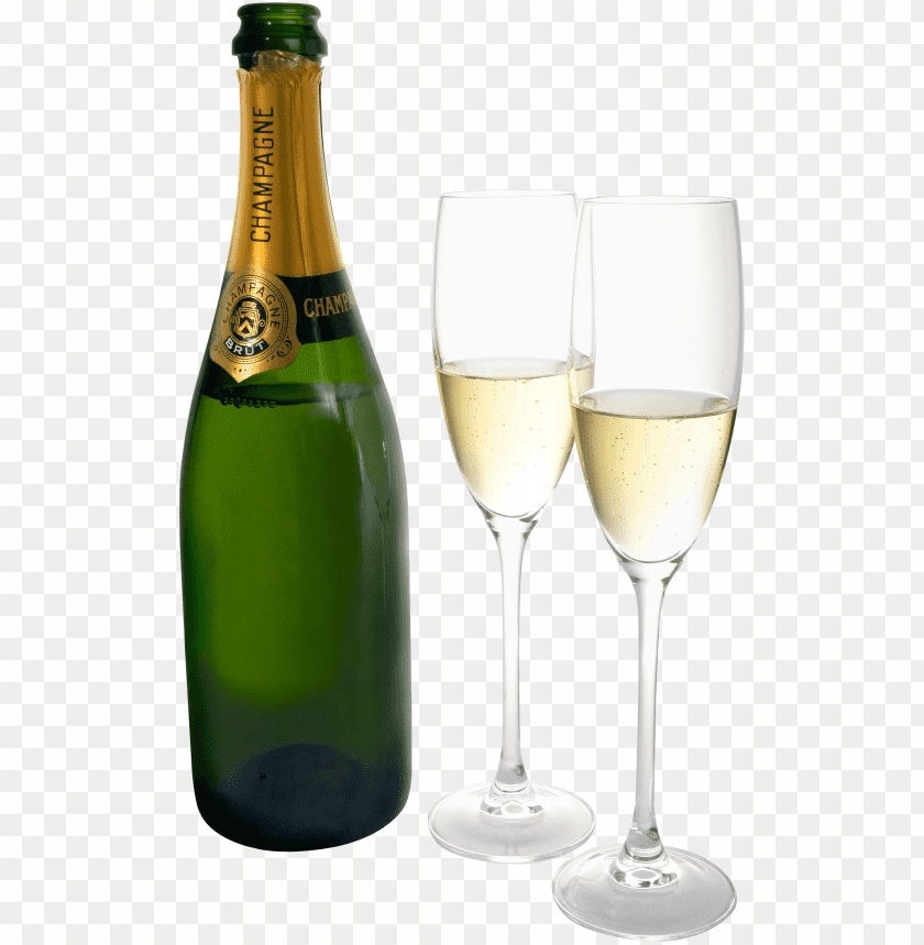 Transparent Background PNG of champagne two glasses bottle - Image ID 181
